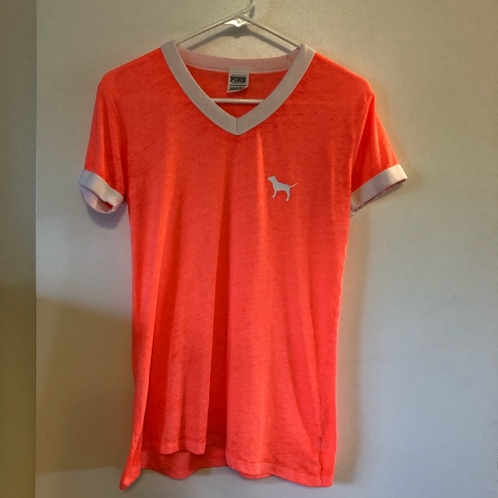 PINK X Small T-shirt Hot Pink/Orange in Color